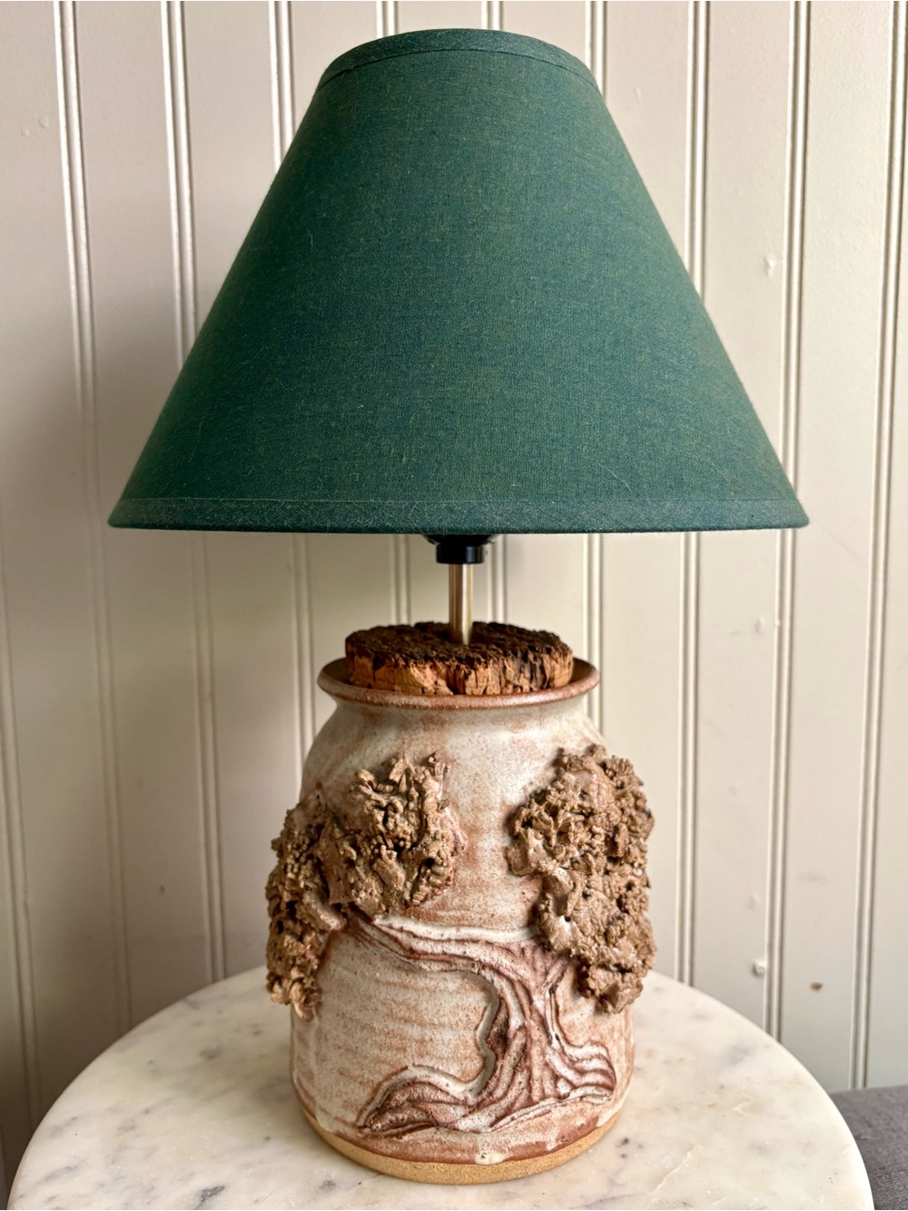 Vintage Primitive Stoneware Jar w/Natural Cork Table Lamp Handmade Rustic VTG - Picture 3 of 16